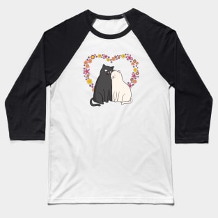 Cute Cat Couple Baseball T-Shirt